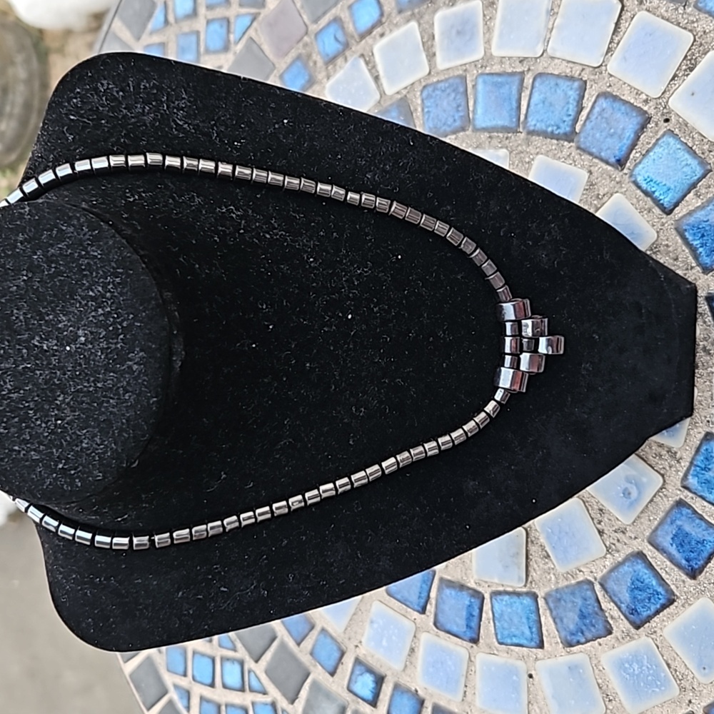 Vintage Hematite Beaded Necklace